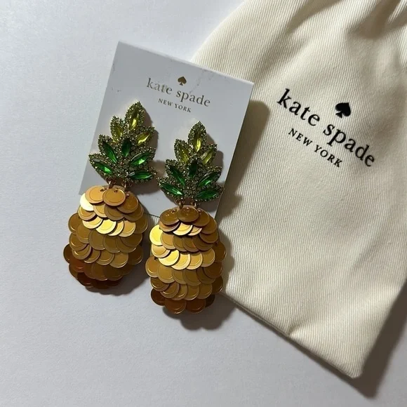 Kate Spade By The Pool Pineapple Statement Studs Earrings - Picture 6 of 13